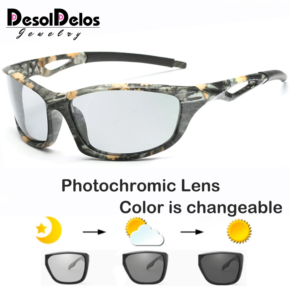 Фотохромные солнцезащитные очки, поляризационные, мужские, спортивные, солнцезащитные очки, камуфляжная оправа, очки, UV400, Polaroid Oculos De Sol