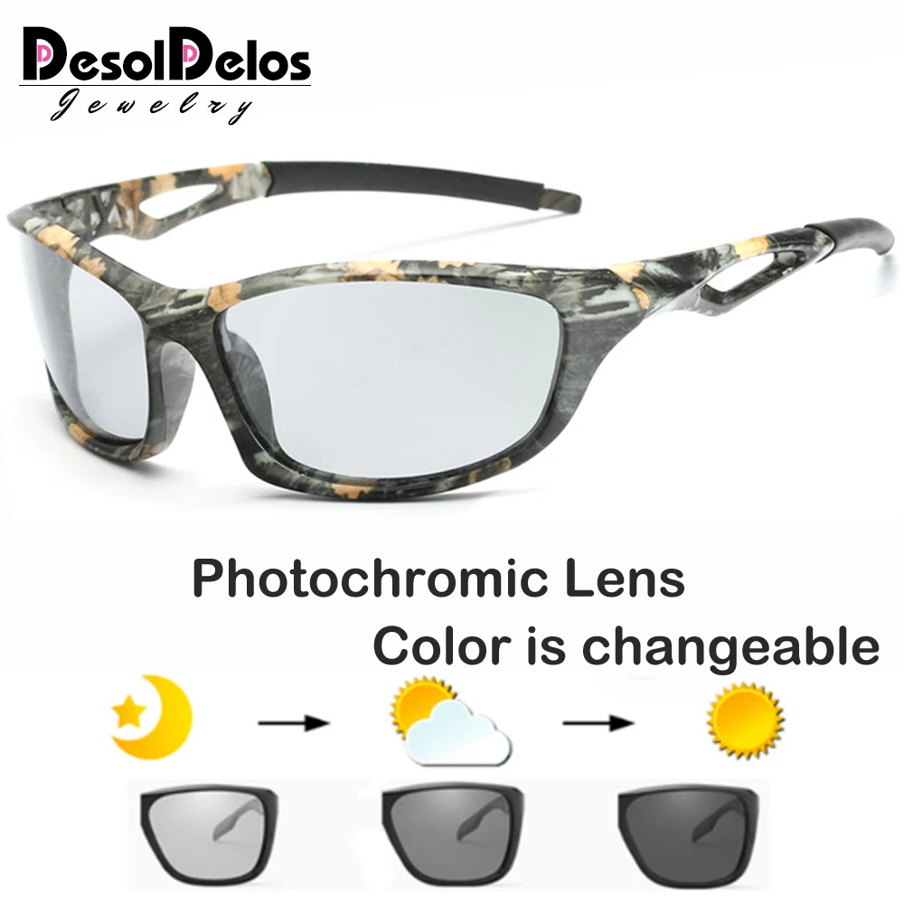

Photochromic Sunglasses Polarized Men Sport Sun glasses Camo Frame Eyewear UV400 Polaroid Oculos De Sol 2019