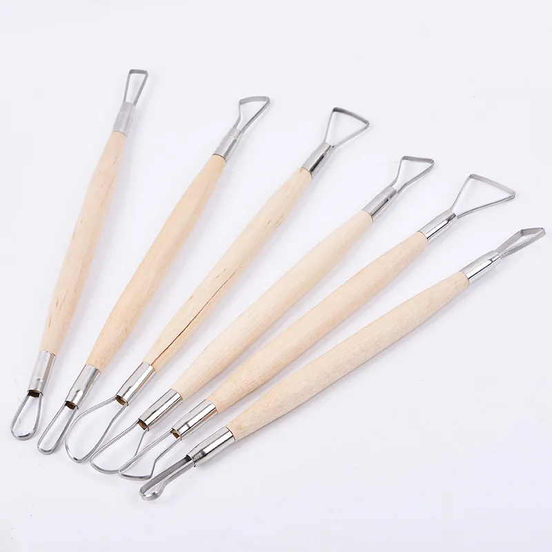 DINIWELL 6PCS Wood Handle Wax Pottery Clay Sculpture Carving Tool For DIY Craft Set Ceramics Tools Sets | Дом и сад