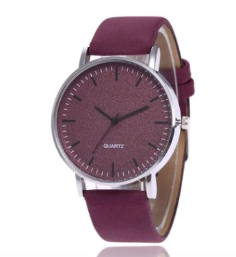 Унисекс модные повседневные женские часы мужские кожаный браслет кварцевые наручные часы модные классические часы - Цвет: Фиолетовый