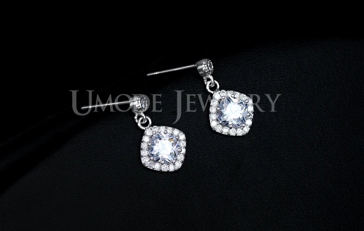 UMODE White Gold Color Boucle D'oreille Pendante With AAA+ Cubic Zirconia Stud Earrings For Women Jewelry AUE0098