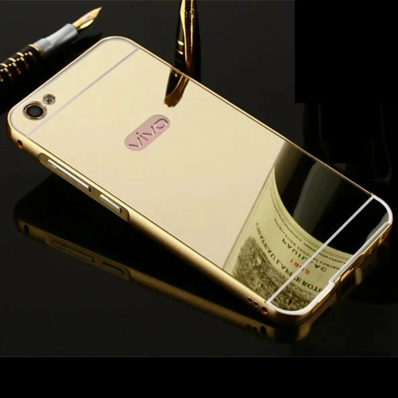 

Luxury Mirror PC Back Cover Fitted Case For Vivo V5 / V5 Plus / V5 Lite Anti-knock Protection Cases Plating Aluminum Metal Frame