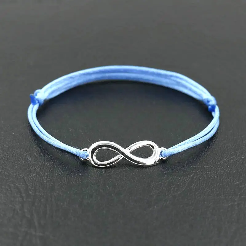Lucky women серебряное кольцо «бесконечность» 8 браслет с подвесками мужская красная веревочная нить шнуры чакра браслеты для мальчиков девочек дети влюбленных подарок - Окраска металла: sky blue