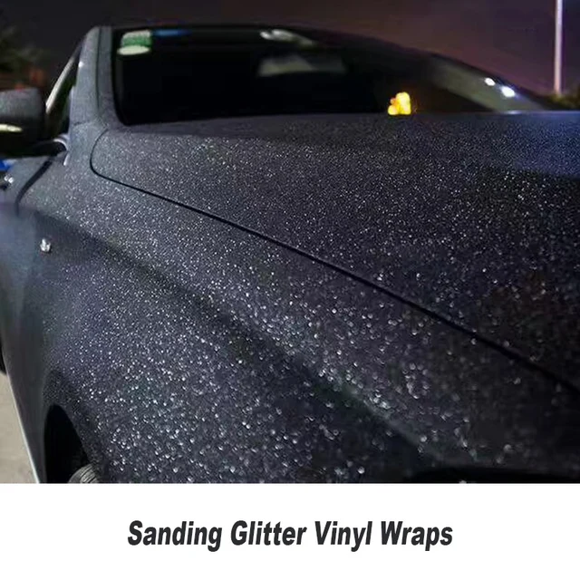 MATTE BLACK Sanding pearl Glitter Vinyl Wrap air bubble free Sparkle