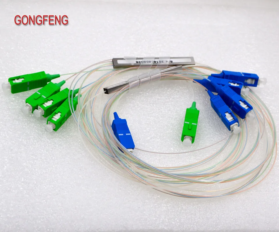 

GONGFENG 10pcs NEW Single Mode 0.9mm Optical Fiber Differential SC/APC Connector 1*4 Fiber Optic PLC Splitter Wholesale Special
