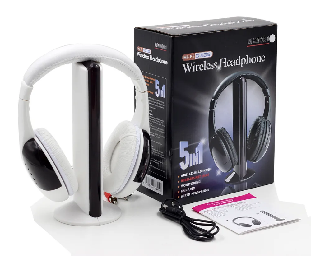 2018 Brand New Multifunction 5 in 1 Cordless Headphone FM Wireless Headset Earphone for MP4 MP3 PC TV Ipod auriculares mikrafon
