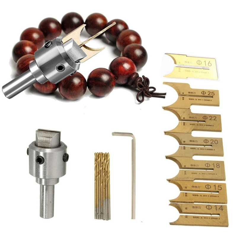 16pcs Carbide Ball Blade Woodworking Milling Cutter Molding Tool Beads Router Bit Drills Bit Set 14