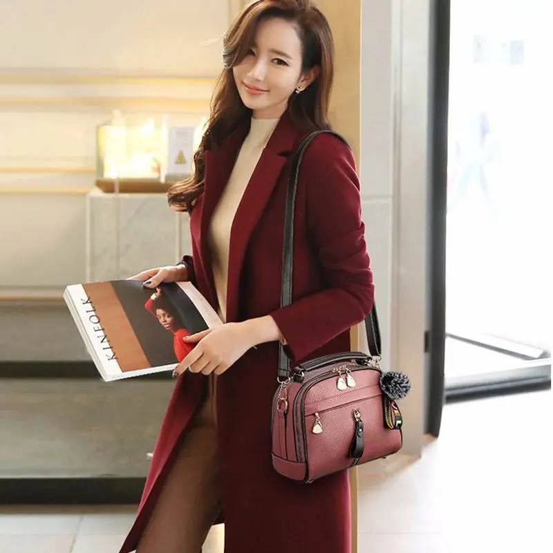 

Bag Small Over Women's Shoulder High Quality Hairball Leather Luxury Female Handbags Fashion Girls Vctoria Secret Bags