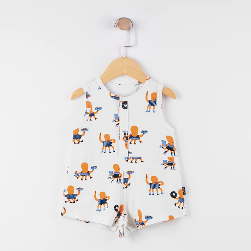 TinyPeople ползунки для малыша летнее платье без рукавов из хлопчатобумажной ткани жилеты детская одежда платье-комбинезон для маленьких мальчиков и девочек симпатичный комплект для новорожденной девочки, одежда