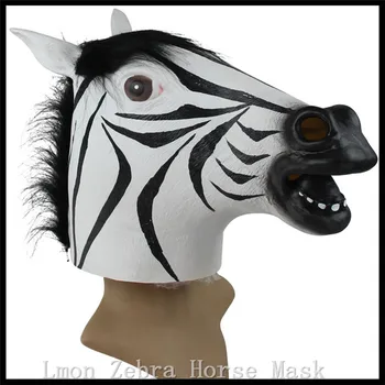 

Hot selling New masquerade Creepy zebra Horse Mask Head Halloween Decoration Christmas Costume Theater Prop Novelty Latex Rubber