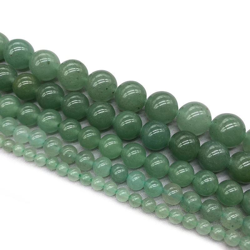 Pierre Naturelle Aventurine Verte, Perles Rondes, 15 Pouces, Brin de 4, 6, 8, 10, 12mm, Taille au Choix, pour Bijoux de Direction