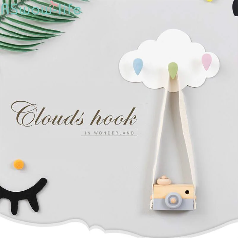 

2Pcs Cloud Traceless Triple Hook Door Back Cabinet Bathroom Nail-Free Sticky Hook Cloud Plastic PP Traceless 3-Hook Bedroom