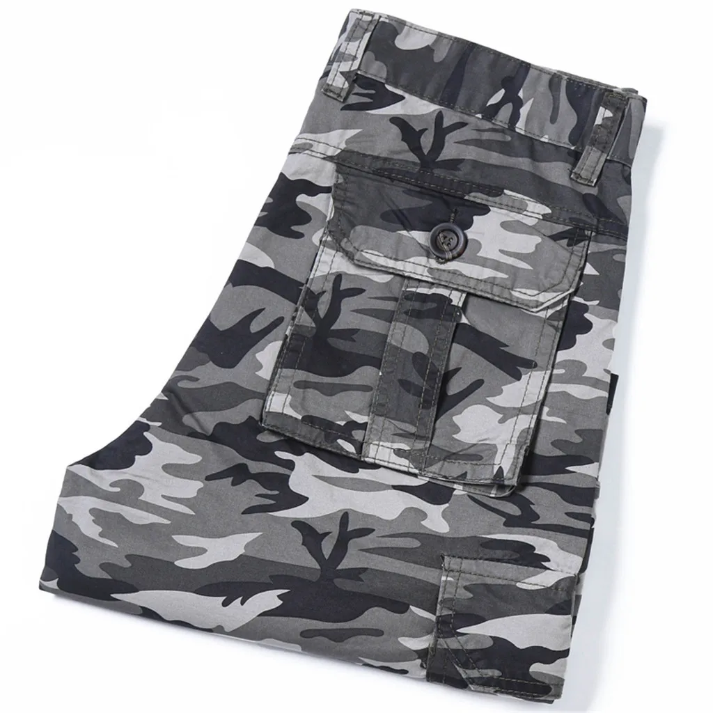 Men Short Summer Multi-pocket Overalls Men Short Simple Camouflage Pants Straight Pants Shorts Men pantalones cortos hombre