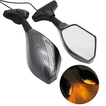 

Motorcycle LED Integrated Turn Signals Rear View Side Mirrors For Yamaha YZF R1 YZFR6 2000-2008, YZF-R6S FZ1 FAZER 2006-2009