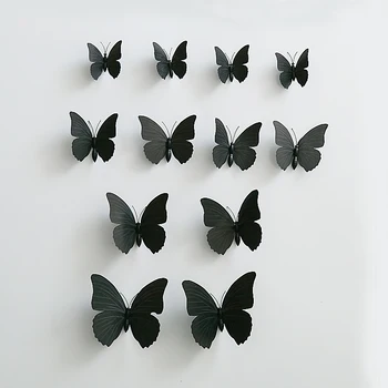 

2set (24pcs.) Vivid Black PVC Butterfly With Black With safty pin Assorted Home Wedding Babyshower Curtain Cloth Hat Decoration