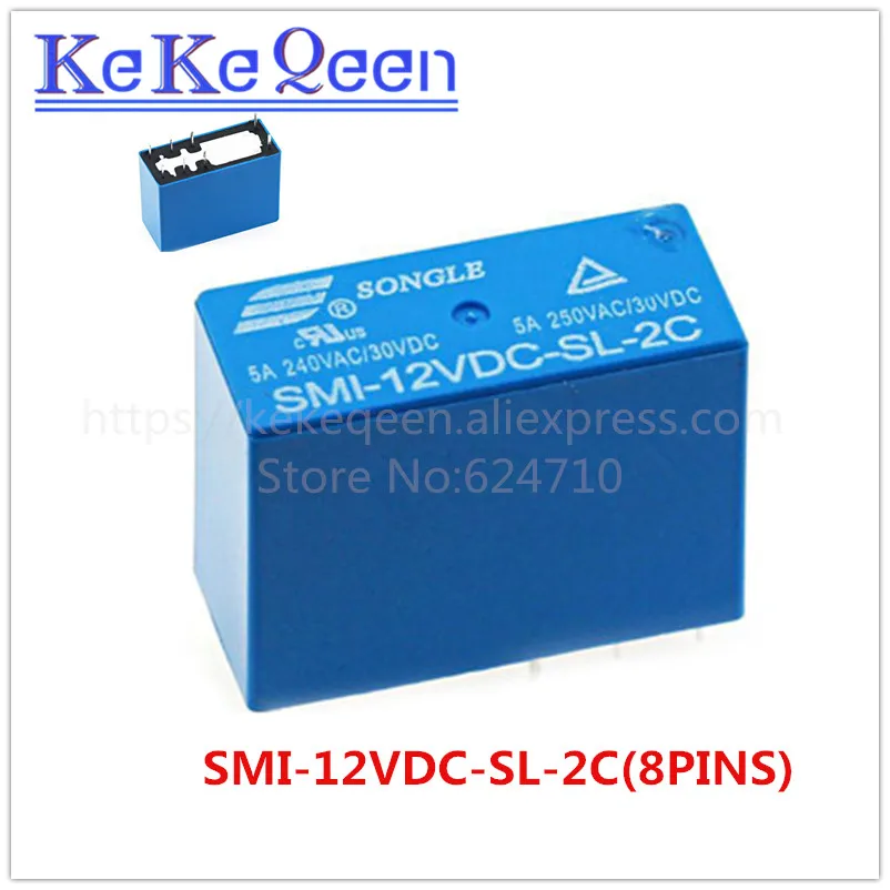 Power relays SMI-05VDC-SL-2C SMI-12VDC-SL-2C SMI-24VDC-SL-2C 5V 12V 24V 5A 250VAC/30VDC 8PINS A group of normally open New