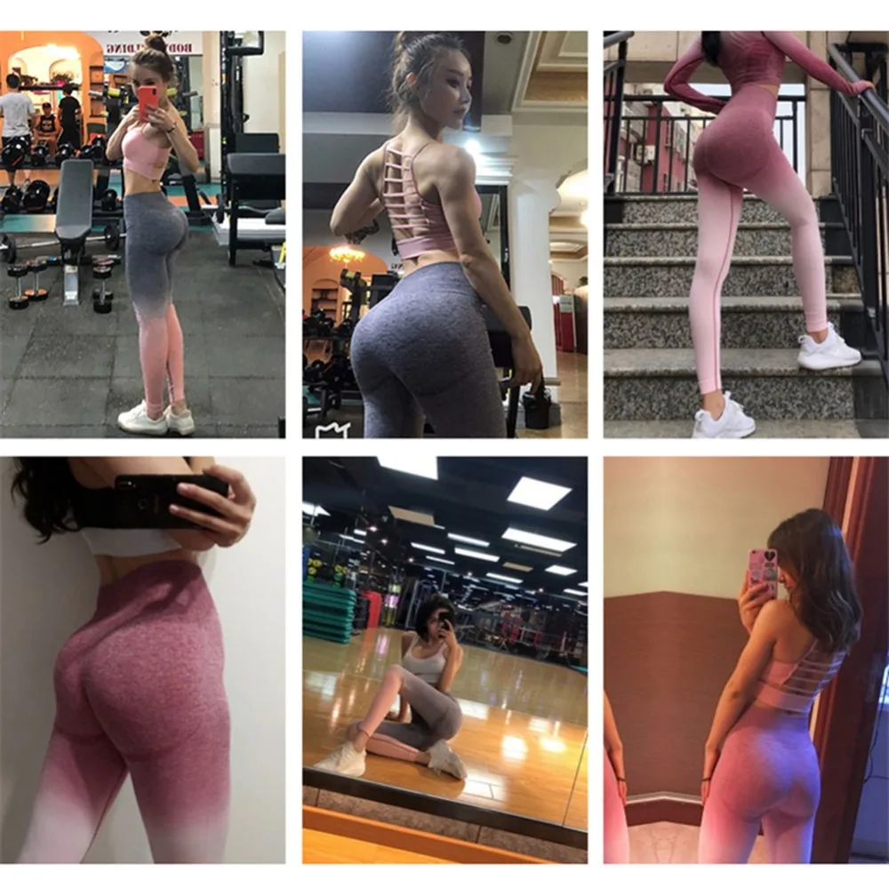 JGS1996 Energy Seamless Leggings High Waist Yoga Pants Workout Gym Leggings Scrunch Butt leggings Gradient Sport Yoga Leggings