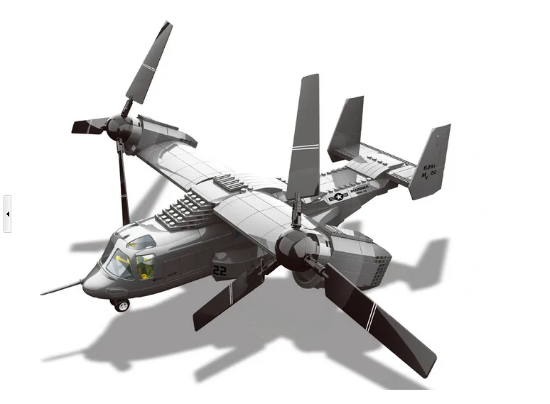 

Military Toy American V-22 Osprey Tiltrotor Aircraft Medium Transport Aircraft Building Block Sets Compatible With Lego