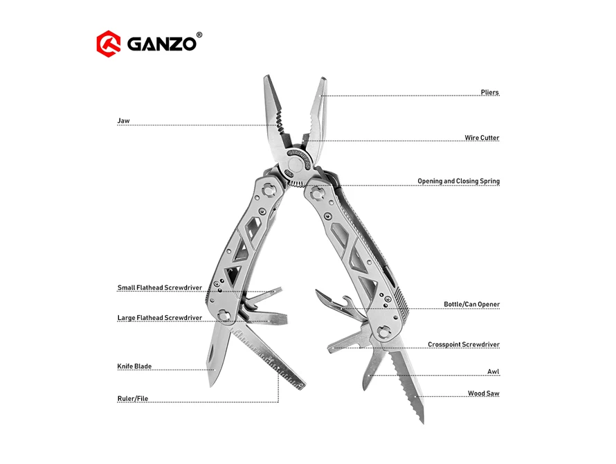 Ganzo G112 Мульти плоскогубцы; Набор инструментов нейлоновый мешочек хорошее сочетание нержавеющей стали Складной нож плоскогубцы для кемпинга длинный нос плоскогубцы