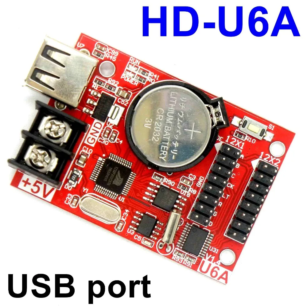 

HD-U6A USB /U-disk communication wireless single / double color led control card for led text display moving sign driving board
