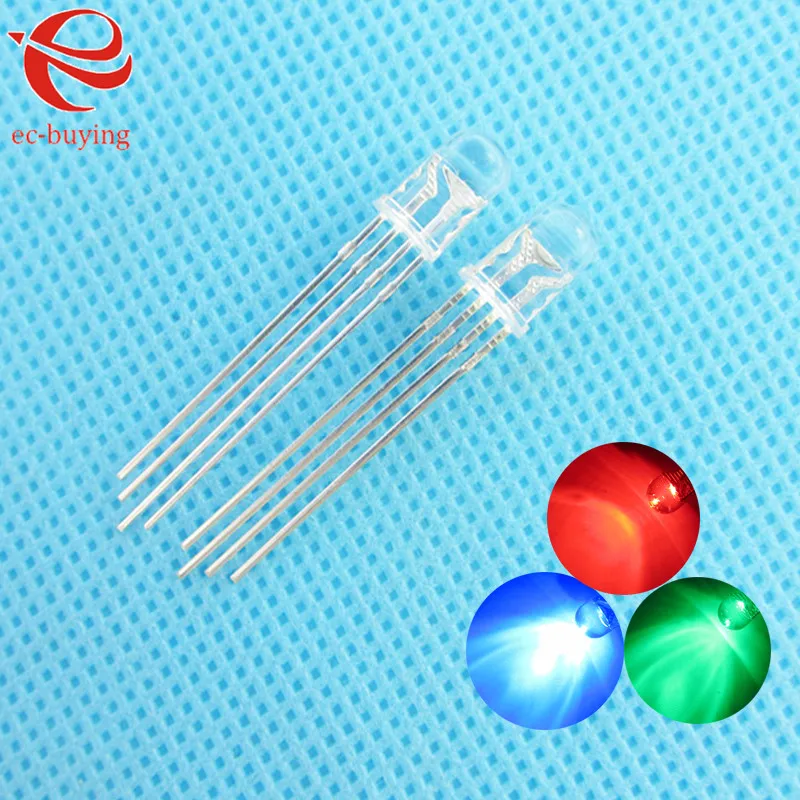 5mm LED Transparent Multicolor 4pin Common Cathode RGB Light Emitting Diode Lamp Bead Tricolor Round Package Plug-in 50pcs/lot |