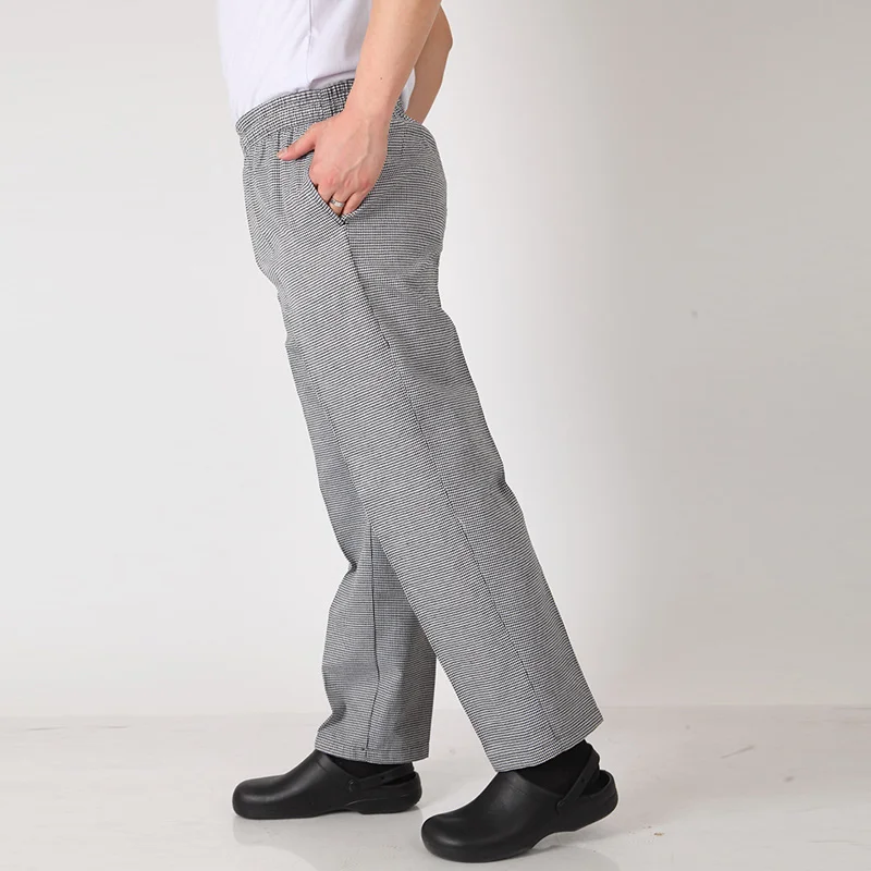 Men Models Restaurant Uniforms Kitchen Trouser Chef Pants Elastic Food Service Stripe Chef Working Pants