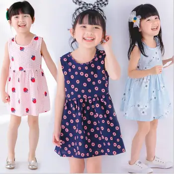 

Summer dress girls cotton vest flower dress girls princess dress multi-color children sweet clothes 2-8 years