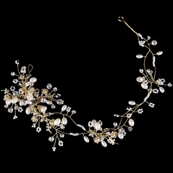 

Le Liin Crystal Bridal Hair Vine Wedding Hair Wreath Bride Headpiece Wedding Jewelry Pearl Headband Bridesmaid Hair Accessories