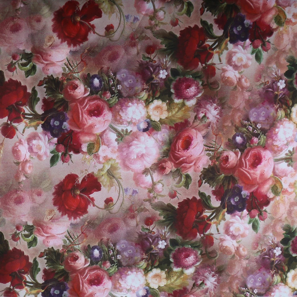 Beautiful Rose Flowers Digital Print Satin Fabrics For Dresses In Beautiful Rose Flowers Digital Print Satin Fabrics For Dresses In Fabric From Home Garden On Aliexpress Alibaba Group