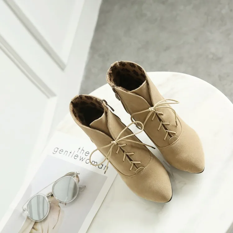 

Big Size 9 10 11-15 boots women shoes ankle boots for women ladies boots Cross tie side zipper