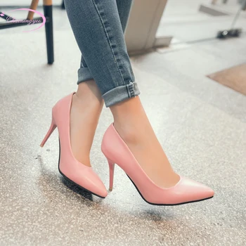 

Chainingyee nightclub style sexy pointed toe pumps fashion slip-on beige pink yellow brown black high heel women's shoes