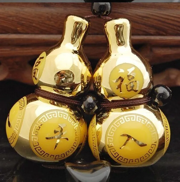 Золотая двойная Тыква счастливый доступ к безопасному украшения из тыквы Jushi Автомобильные украшения аксессуары Высокое качество