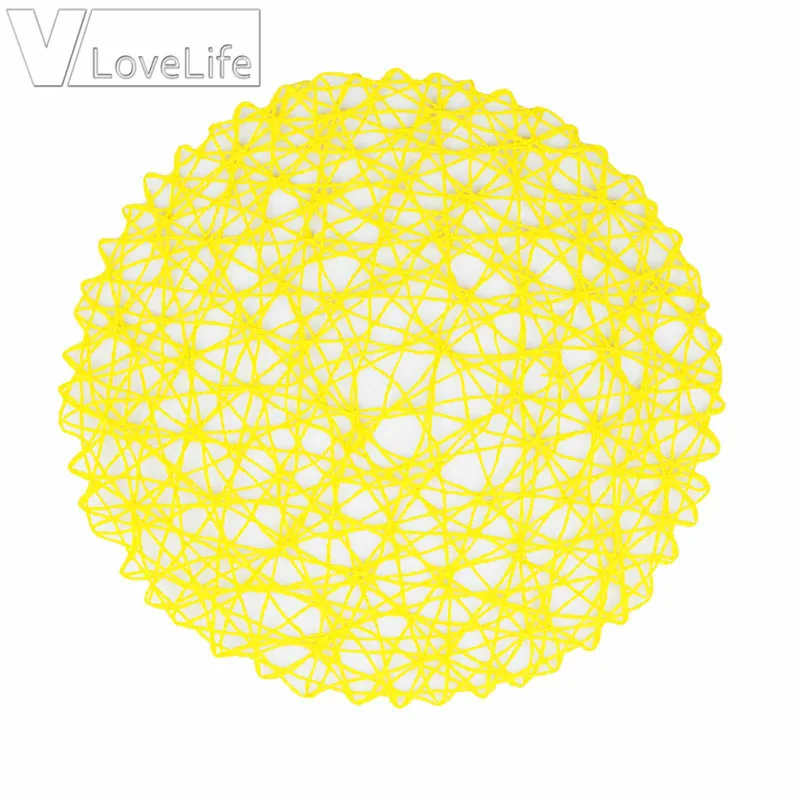 15 дюймов круглые тканые коврики для места бумажные волоконные настольные салфетки полые декоративные салфетки для столовой коврики украшения
