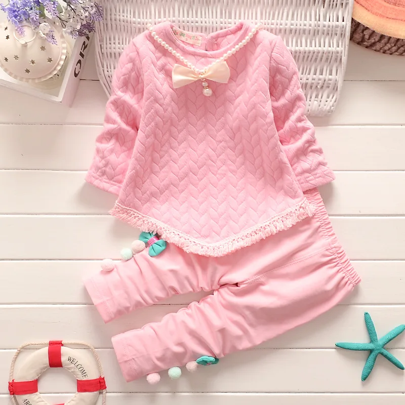 2019 Fashion Baby Girl Clothes Winter Tracksuit Girls Pink Long Sleeve Set Kids Sport Suit Two Pieces Children Clothing sets