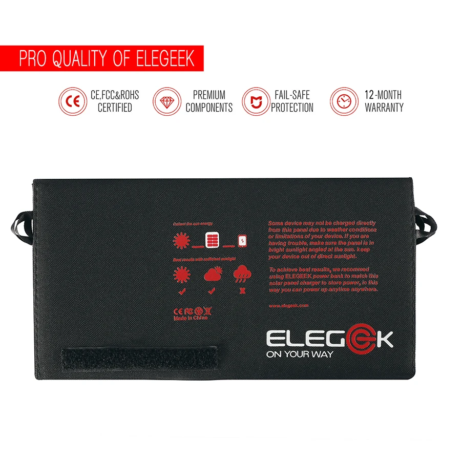 ELEGEEK 26 Вт 5 В солнечная мощность складное солнечное зарядное устройство USB+ DC Выход 12 в солнечное зарядное устройство power Bank для iPhone зарядное устройство