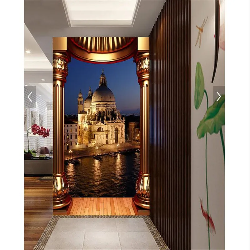 

wall paper 3d art mural HD European court Night Castle covering Home Decor Modern Wall Painting For Living Room wallpaper