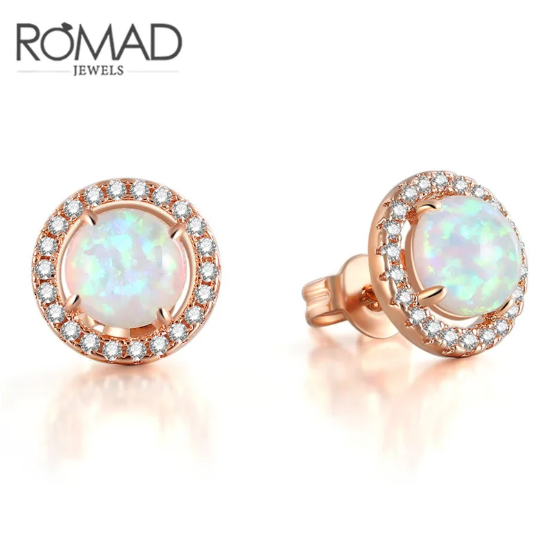 Opal Stud Earrings Simple Ladies Zircon Opal Earrings for Women Girl