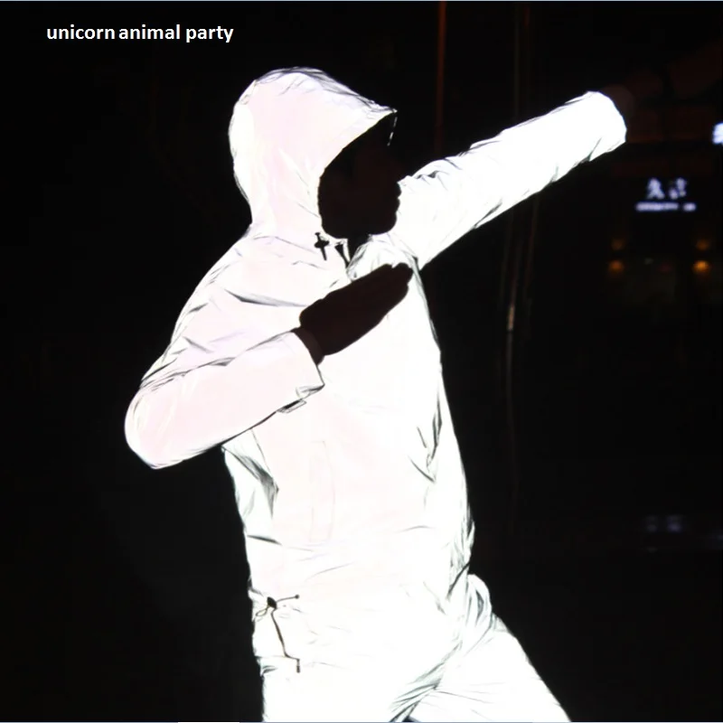 

Wholesale Fluorescent coat Men Jacket Spring Autumn Reflective 3m Jacket movement Hip Hop Waterproof Windbreaker Men Coat