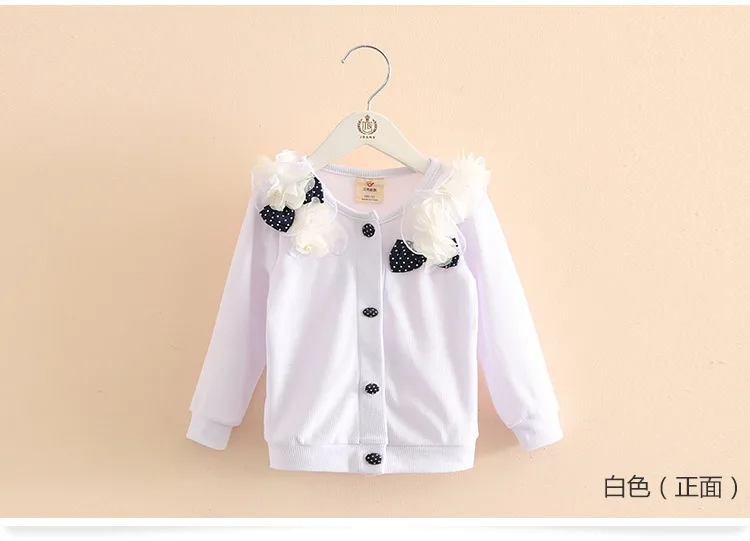 2018 Spring and Autumn Bow Decoration Baby Child Girl Lace Patchwork Pure White and Blue Long-Sleeve Cardigan Top Outerwear (12)