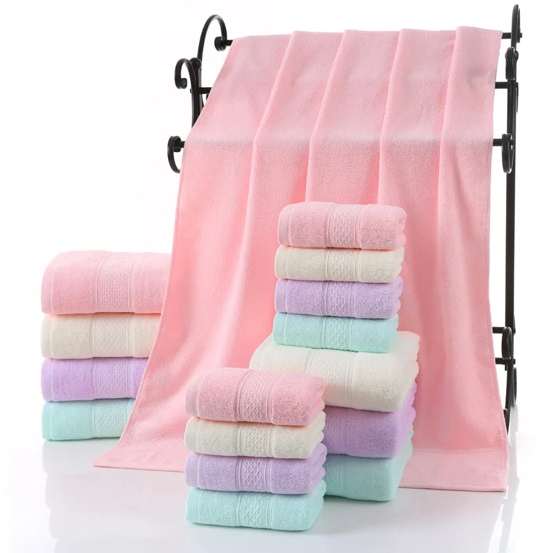 

140*70cm Solid Color Soft Household Absorbent Bathroom Cotton Towel for Gift Lightweight Large Towel Sports Travel Accessories