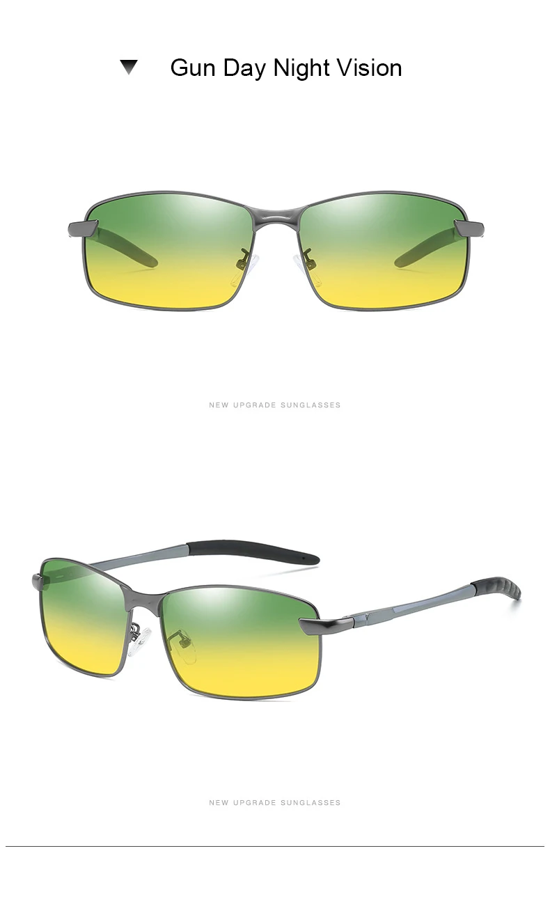 Винтажные улучшенные фотохромные солнцезащитные очки, поляризационные мужские прямоугольные алюминиевые бесцветные сменные очки для дневного и ночного видения
