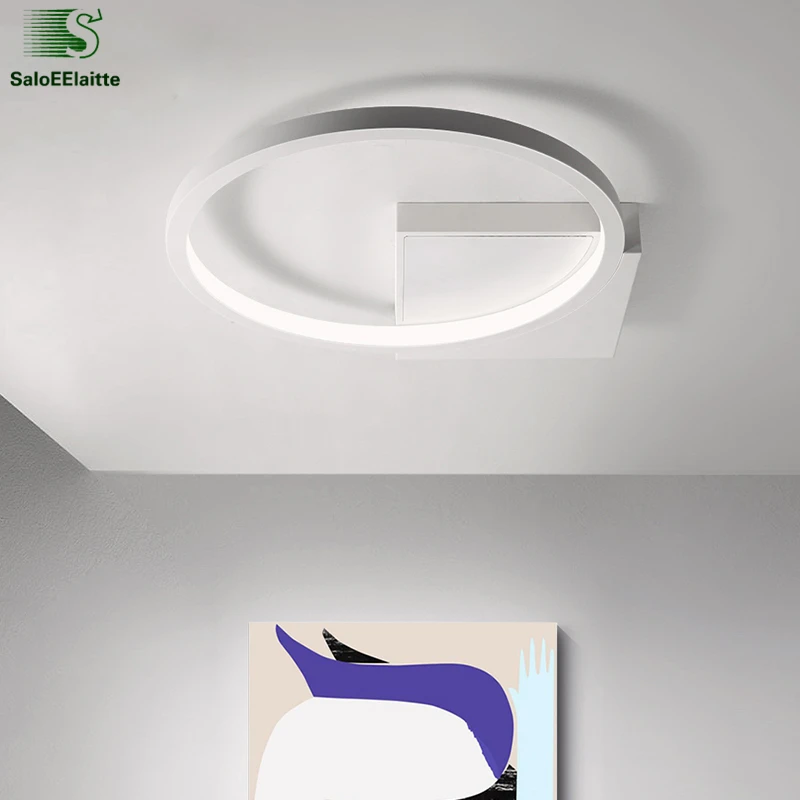 

Nordic Simple Round Circle Led Dimmable Ceiling Lights By Remote Control Bedroom Lustre Metal Luminaire Ceiling Lamp Fixtures