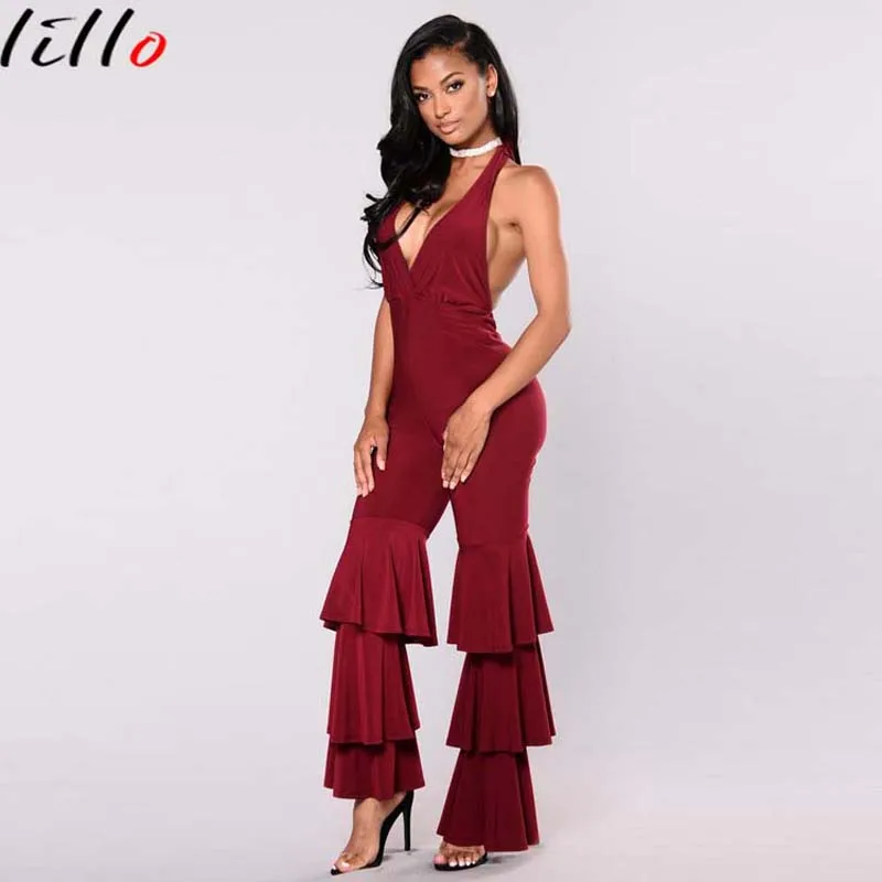 Women's sexy backless jumpsuit micro trumpet New stock