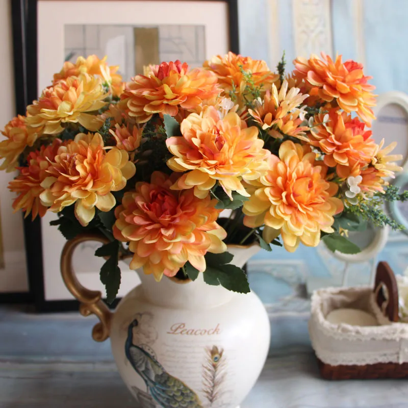 JAROWN Simulation Marigold Wedding Shooting Props Home Fake Flowers Decor Living Room Furnishings Decor Artificial Silk Flower (8)