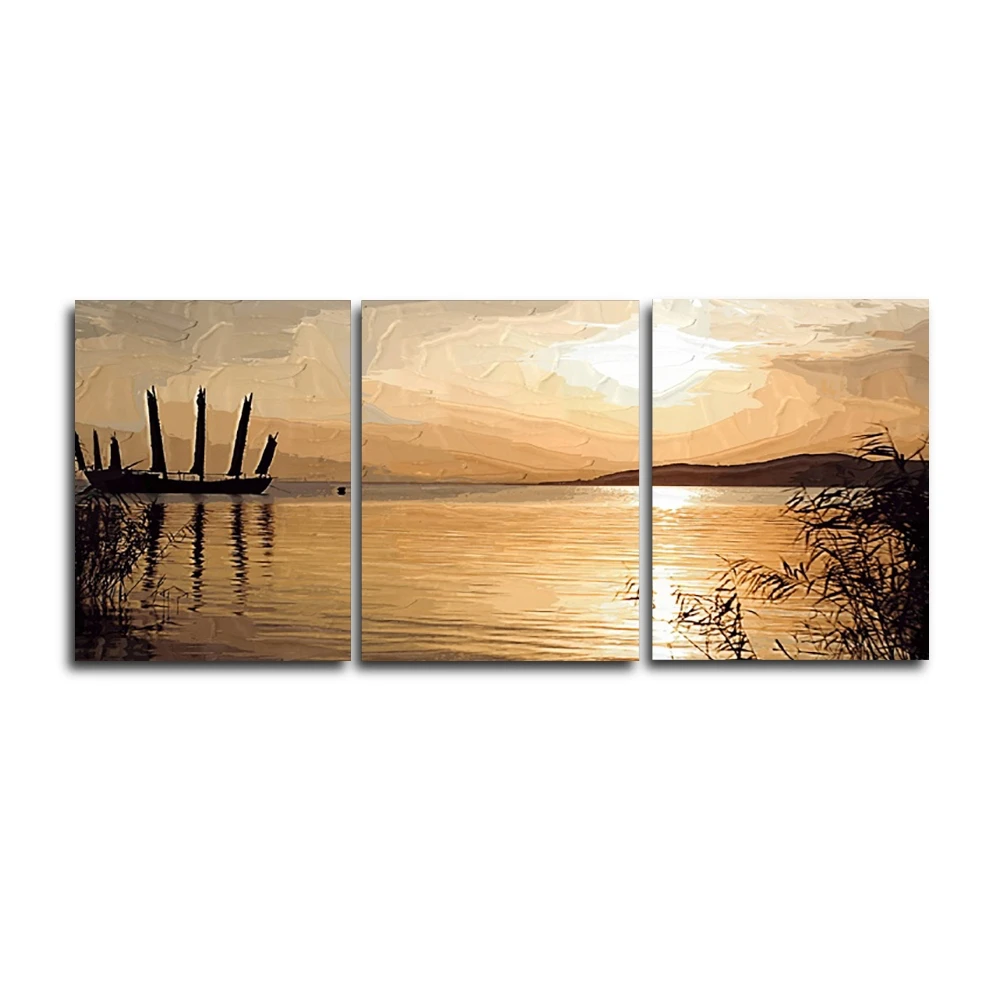 

Laeacco 3 Panel Nordic Natural Wall Artwork Sunrise Canvas Painting HD Outside Posters and Prints Living Room Home Decoration