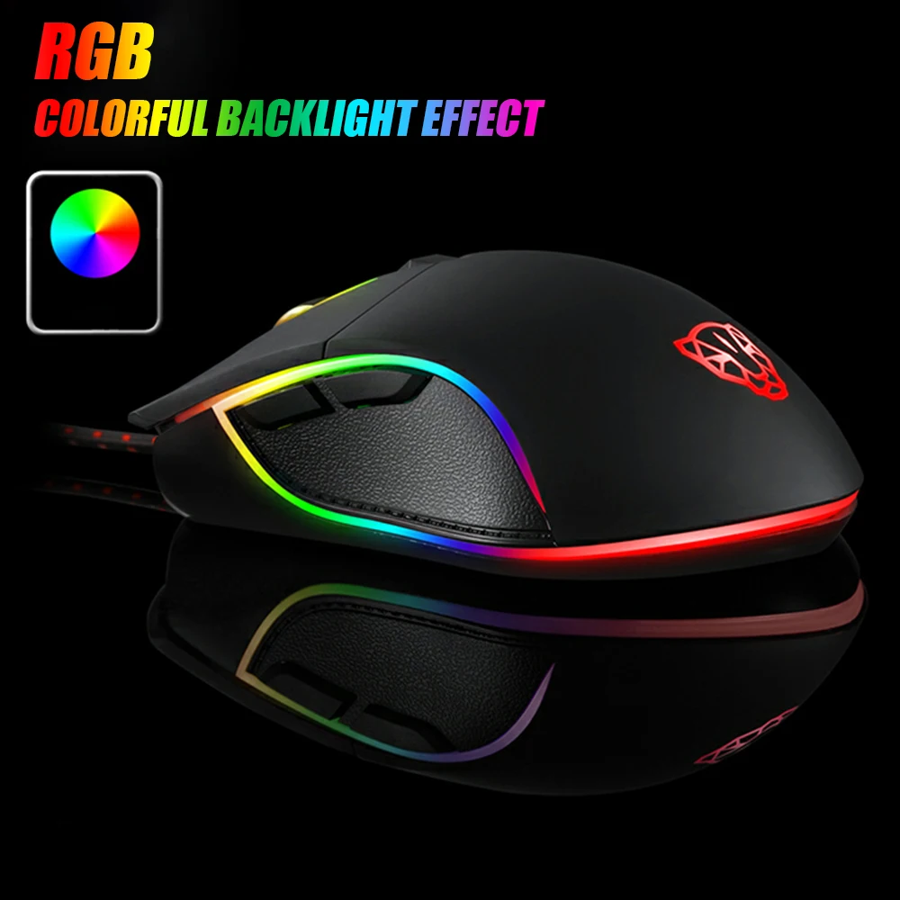 Motospeed V30 Проводная Оптическая USB игровая мышь с RGB подсветкой 6 кнопок 3500DPI