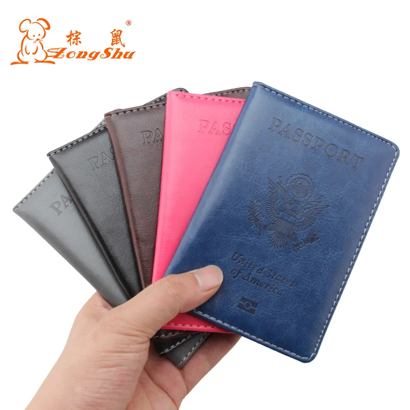 

The USA PU Leather Travel Passport Holder Embossing American Passport Cover Credit Card ID Bag (Custom available)