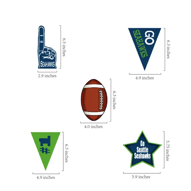 30pcs Set Go Seahawks Hanging Swirl Pvc Football Sports Theme