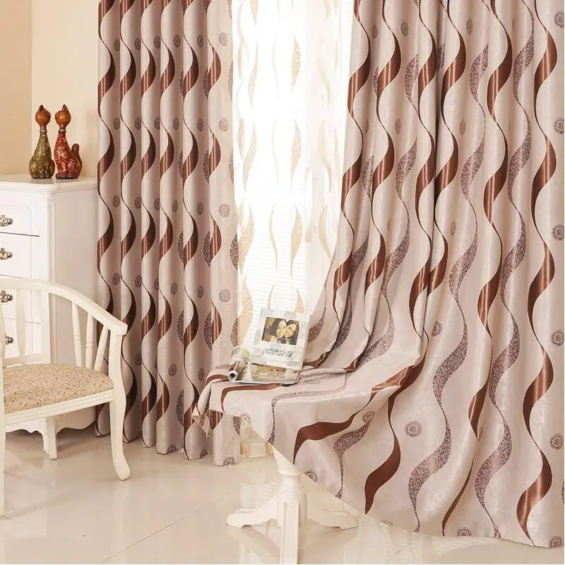 European Living Room Curtain Striped Curtains High Shading Blackout Drapess Kitchen Bedroom Made Drapes
