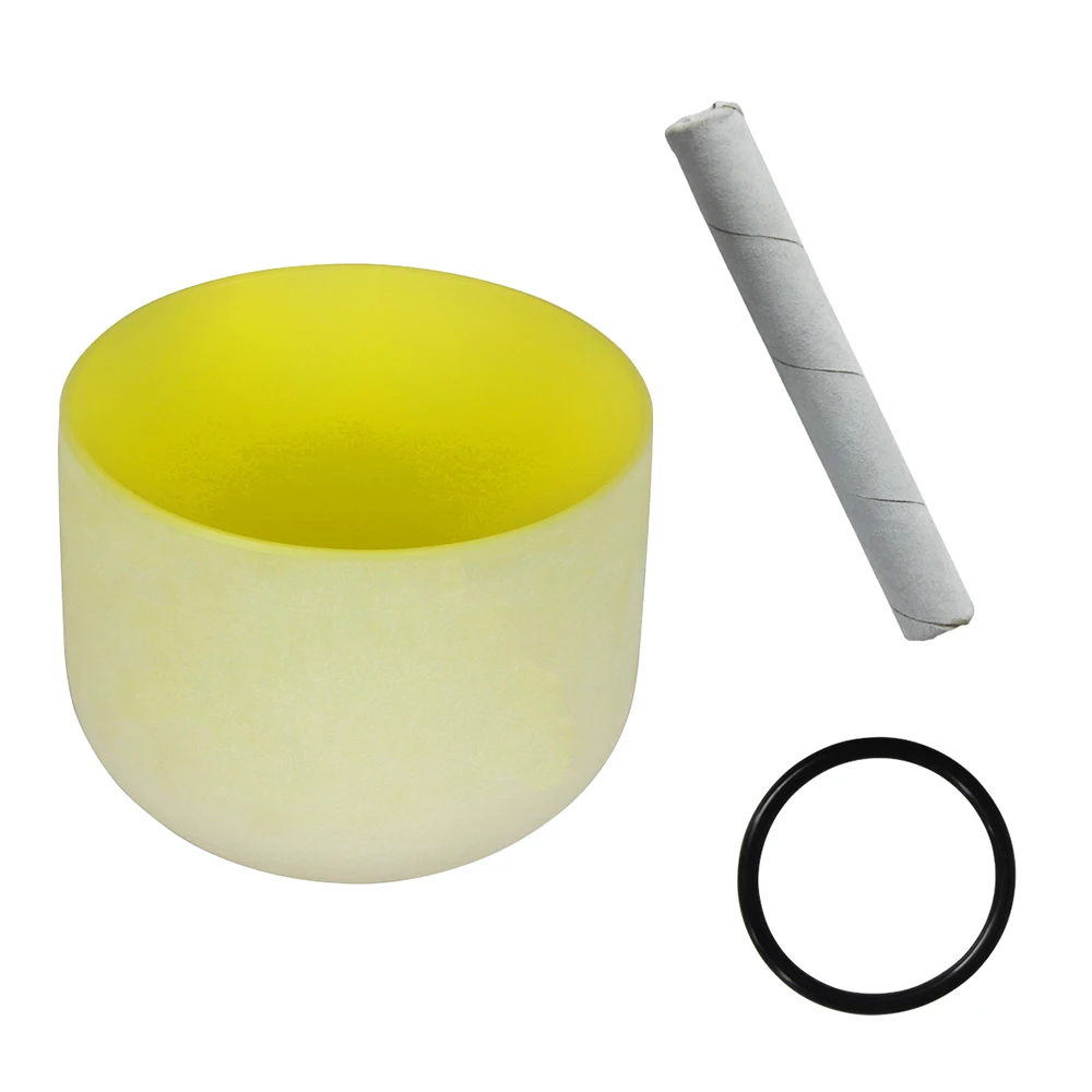 

8 Inch Crystal Singing Bowl B Note with Mallet & Rubber O-Ring for Music Making Musical Healing Meditation Yoga Home Decoration